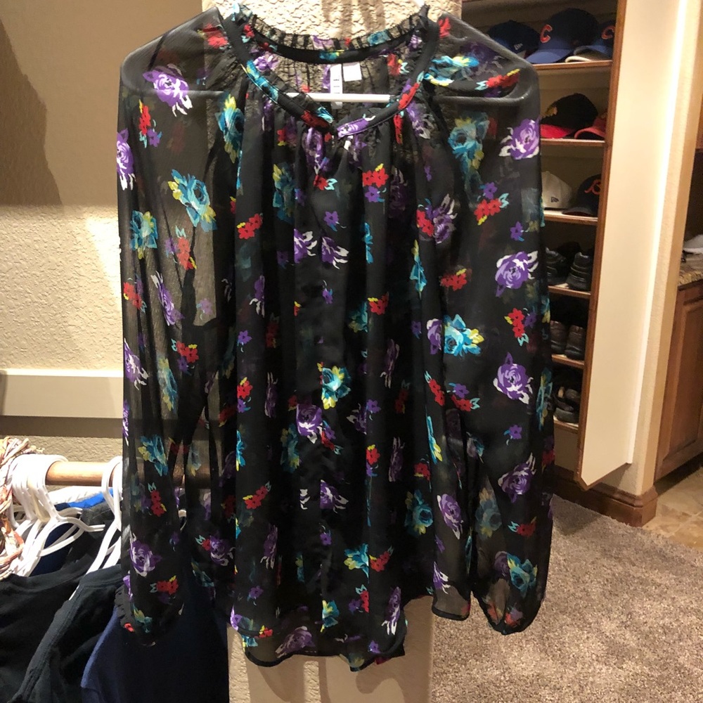 Blouse flower pattern.  Sheer